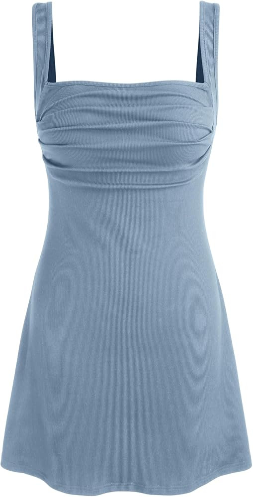 CIDER Ruched Square Neck Mini Dress | Amazon (US)