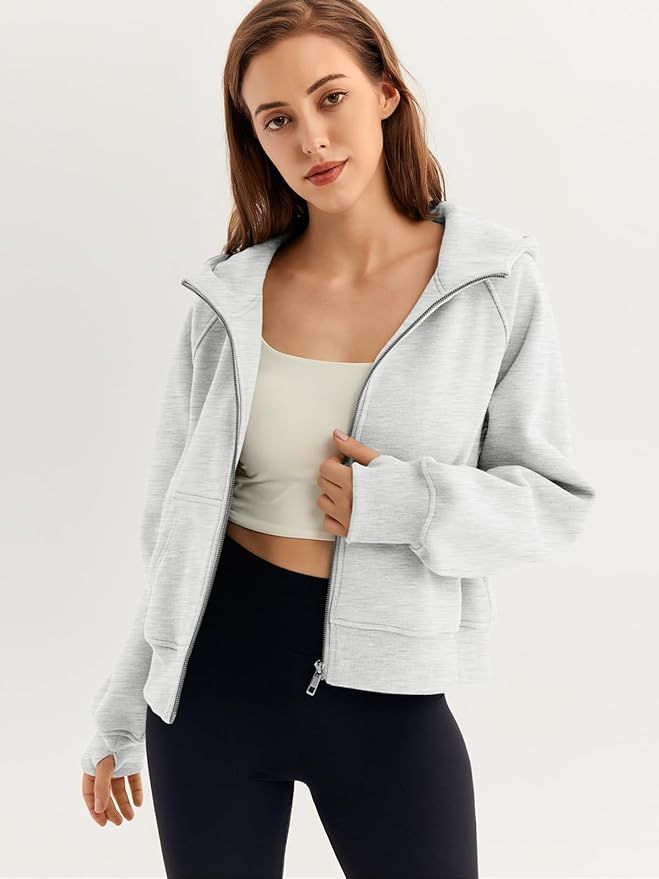 AUTOMET Womens Zip Up Cropped Hoodies Fleece Oversized Sweatshirts Full Zip Jackets Y2k Fall Clot... | Amazon (US)