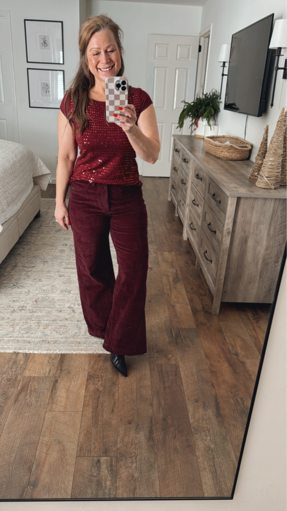 Holiday outfit look

Sequin top 
Wine velveteen pants
Kitten heel boots 

#LTKMidsize #LTKPetite #LTKHoliday