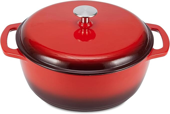 Amazon Basics Enameled Cast Iron Dutch Oven Pot with Lid, Round, Dual Handles, Heavy-Duty, Oven S... | Amazon (US)