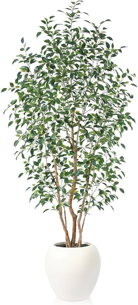 8FT Artificial Ficus Tree, Indoor Faux Ficus Plant with Realistic Leaves & Natural Wood Trunk, 8f... | Amazon (US)