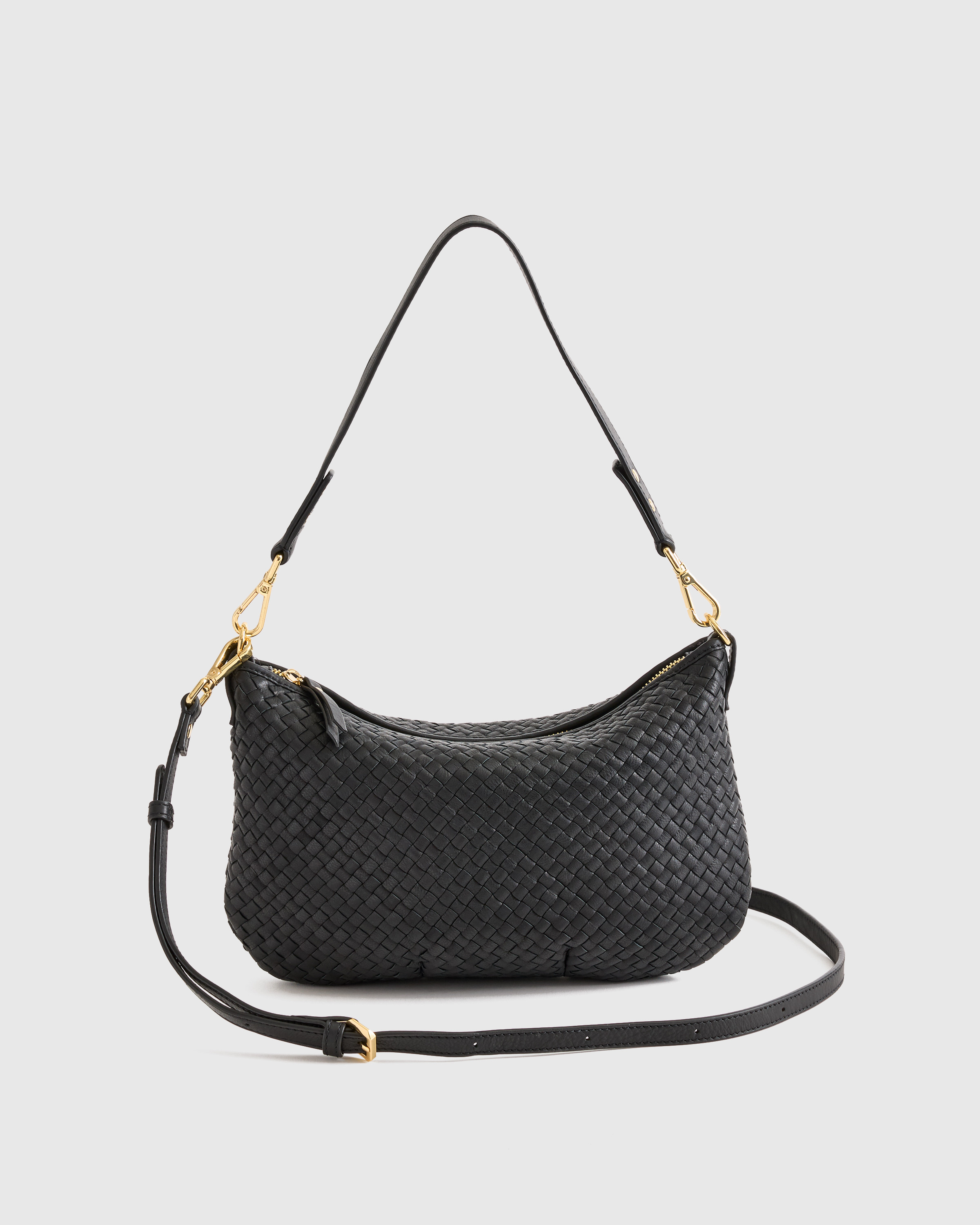 Quince | Women's Italian Handwoven Leather Mini Shoulder Bag in Black, Italian Leather | Quince