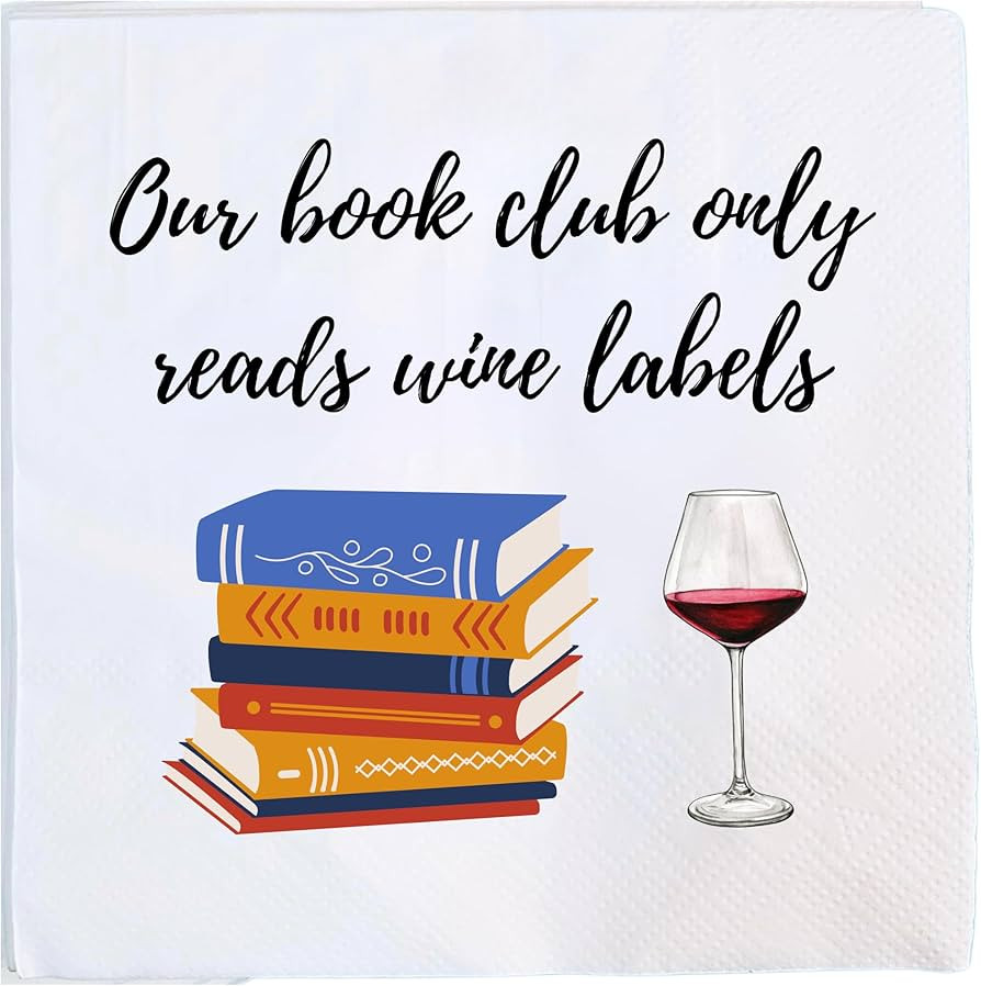 Book Club Cocktail Napkins, 50 Pack, 'Our Book Club Only Reads Wine Labels' Quote, Gifts for Wome... | Amazon (US)