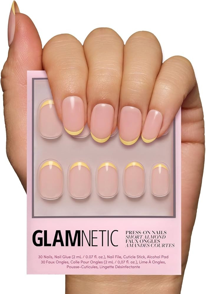 Glamnetic Press On Nails - French Butter | Short Round Fake Nails with Yellow French Tips and Glo... | Amazon (CA)