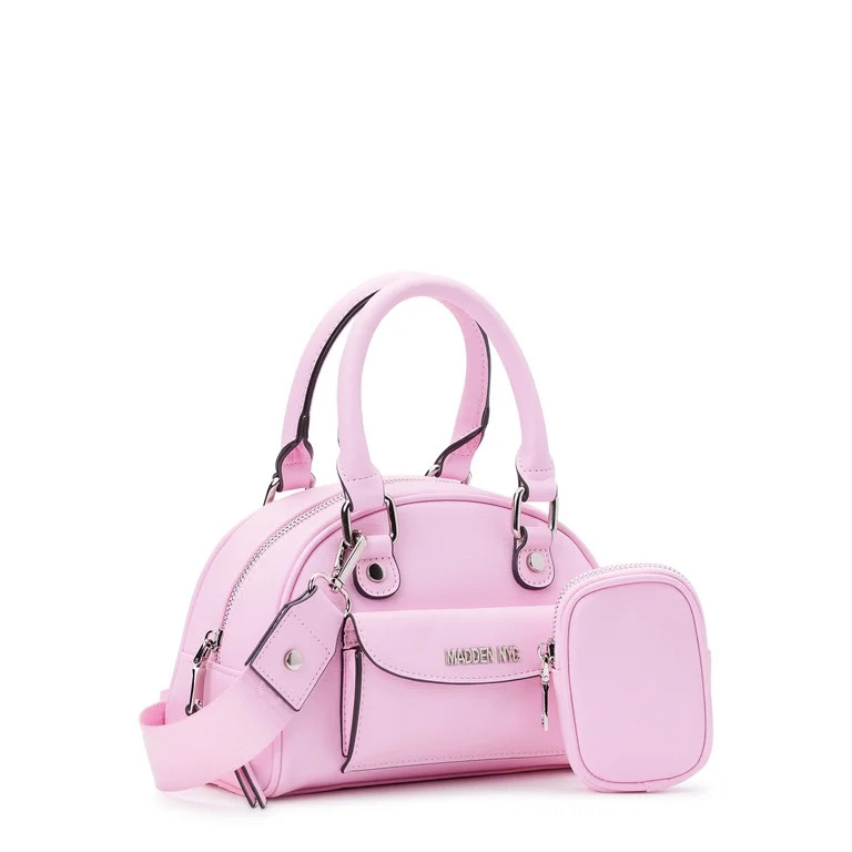 Madden NYC Women's Bowler Handbag with Pocket, Light Pink | Walmart (US)