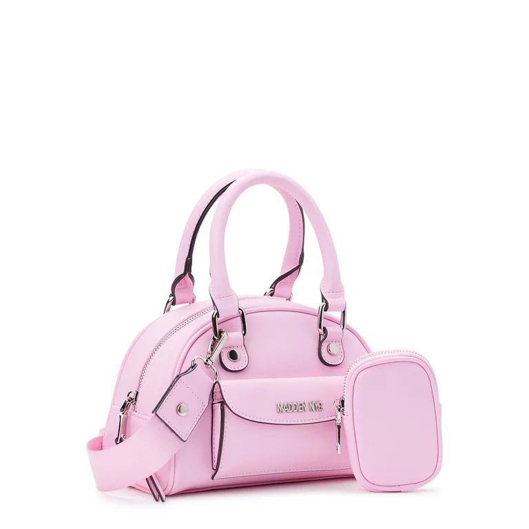 Madden NYC Women's Bowler Handbag with Pocket, Light Pink | Walmart (US)