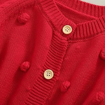 Baby Girls Knitted Cardigan Sweater Pompoms Knit Cardigan Tops Crewneck Crochet Jacket Outwear Co... | Amazon (US)