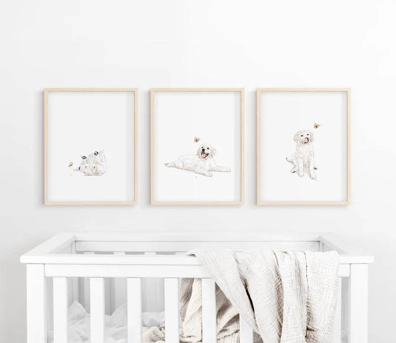 English Cream Golden Retriever Print, Puppy Nursery Decor, Dog Nursery Art, Puppy Nursery Wall Ar... | Etsy (US)