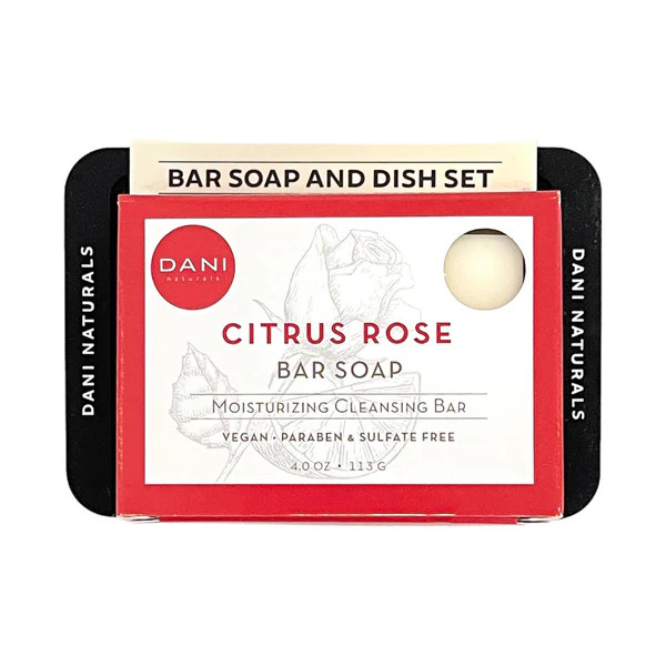 Bar Soap with Soap Dish Set, Citrus Rose | DANI Naturals