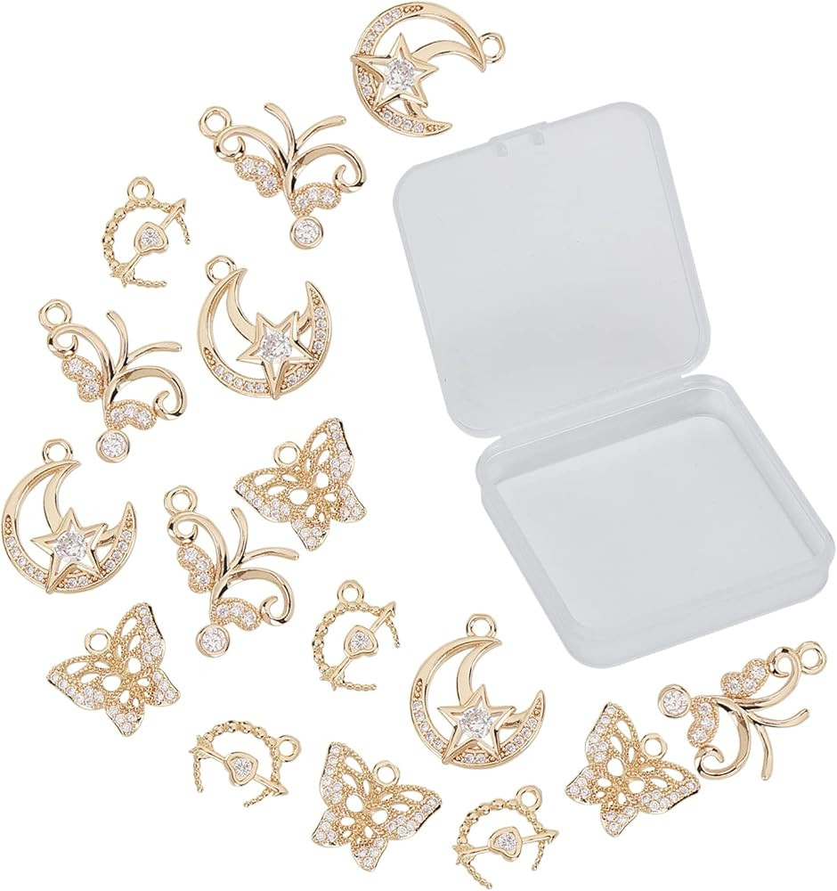 SUNNYCLUE Golden Color Rhinestone Charms | Amazon (US)