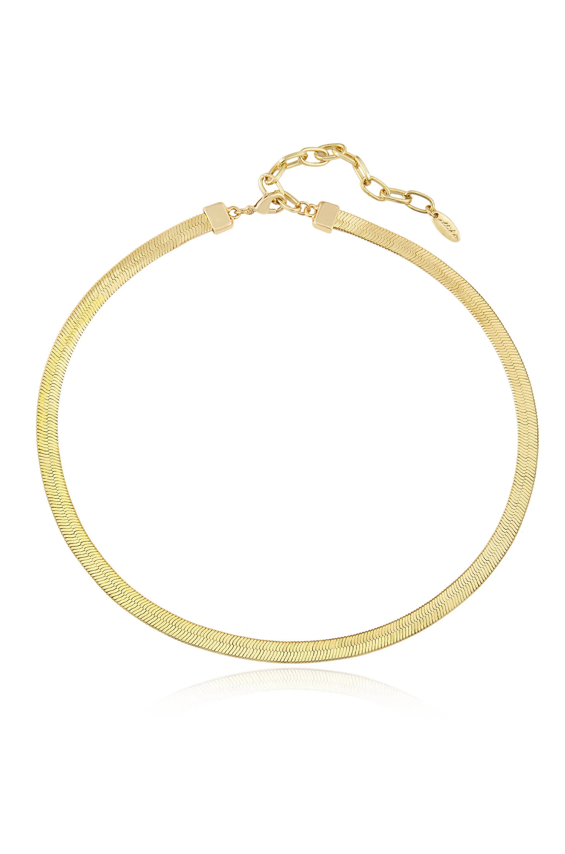 Brooklyn Flat 18k Gold Plated Snake Chain Necklace | Ettika