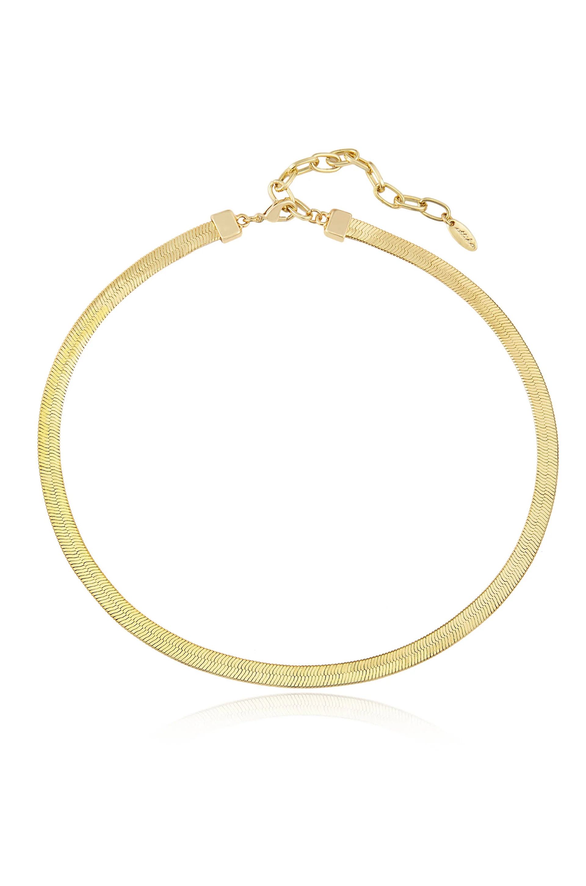 Brooklyn Flat 18k Gold Plated Snake Chain Necklace | Ettika