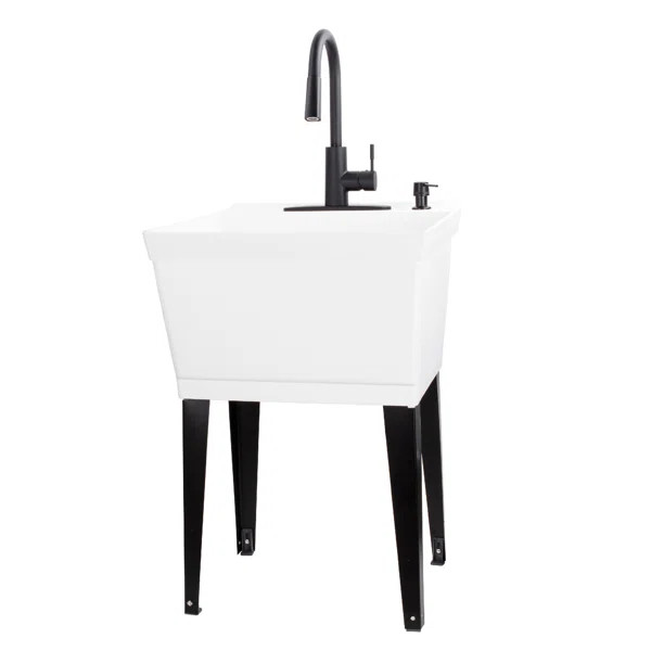 22.88'' L x 23.5'' W Free Standing Laundry Sink with Faucet | Wayfair North America