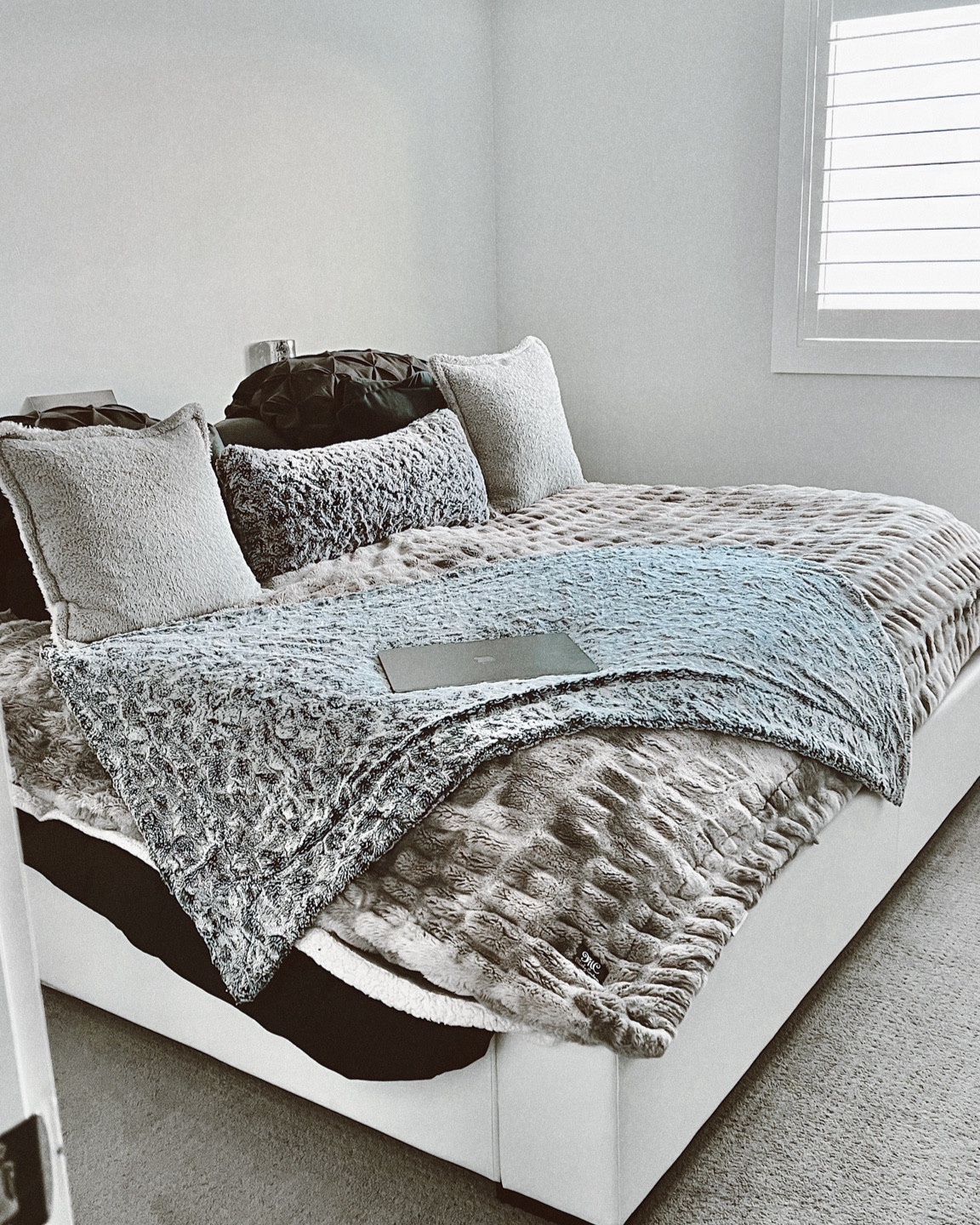 Neutral master bedroom
Purple mattress sale! The best mattress you’ll ever own! 🫶

Bedroom decor
Purple mattress Black Friday
Grey pillows
Throw pillows
Black mac book
Grey throw
Grey faux fur throw blankett

#LTKhome #LTKCyberWeek #LTKHoliday