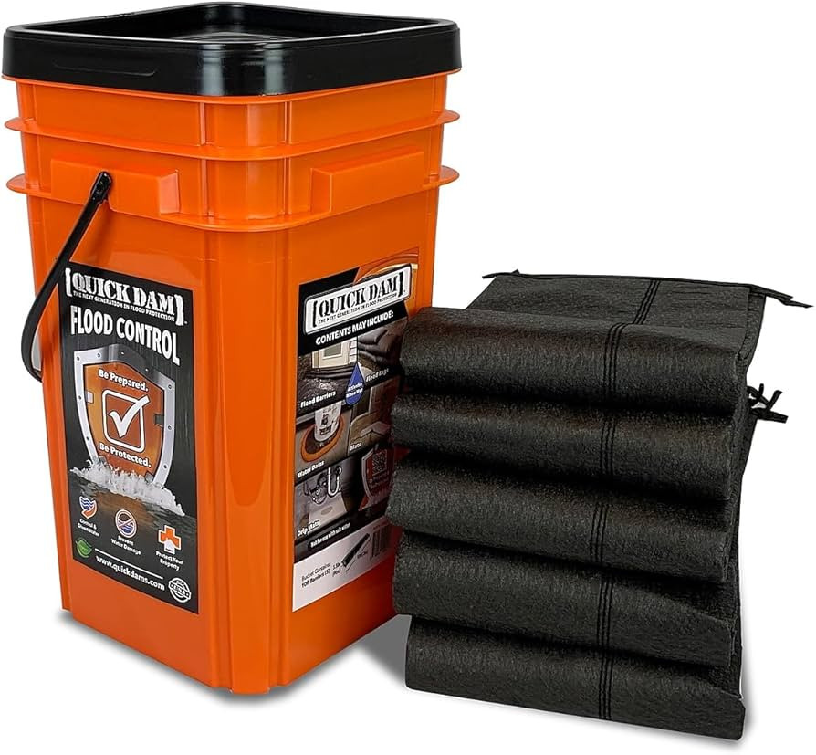 Quick Dam Grab & Go Flood Kit includes 5- 10ft Flood Barriers in Bucket | Amazon (US)