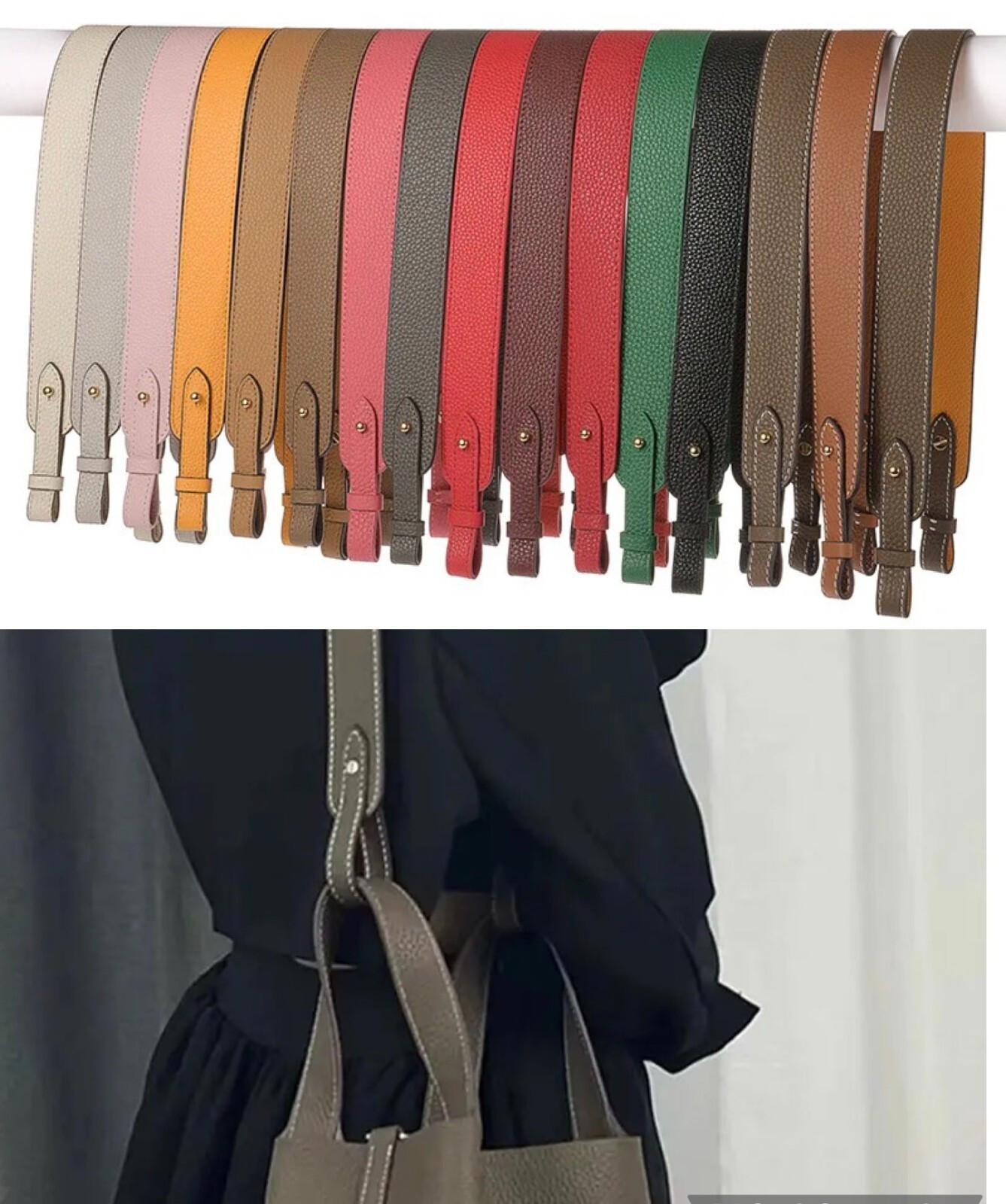 Leather Bag Strap For Picotin Bucket Bag Convert to Shoulder etoupe etain gold | eBay AU