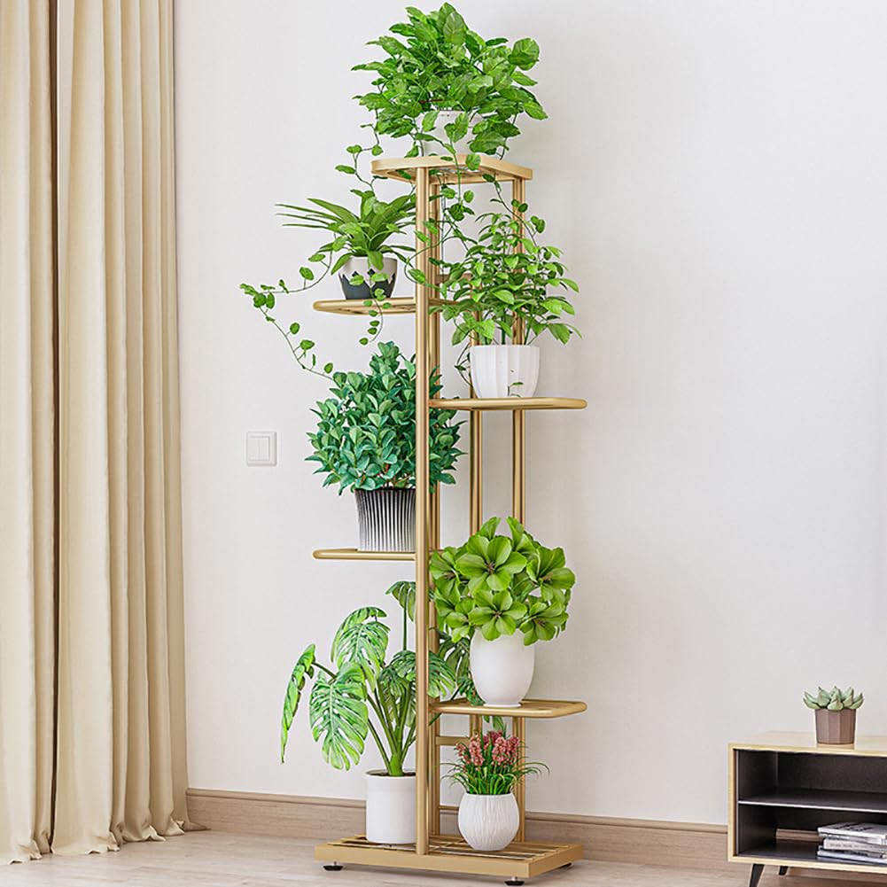 BouPower Metal Plant Stand, Indoor & Outdoor 6 Tier 7 Potted Plant Shelf, Corner Plant Stand, Tie... | Amazon (US)