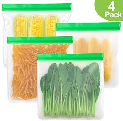 MMTX Reusable Food Storage Bags 4 Pack Gallon Bags Leakproof Resealable Freezer Bags Extra Thick ... | Amazon (US)