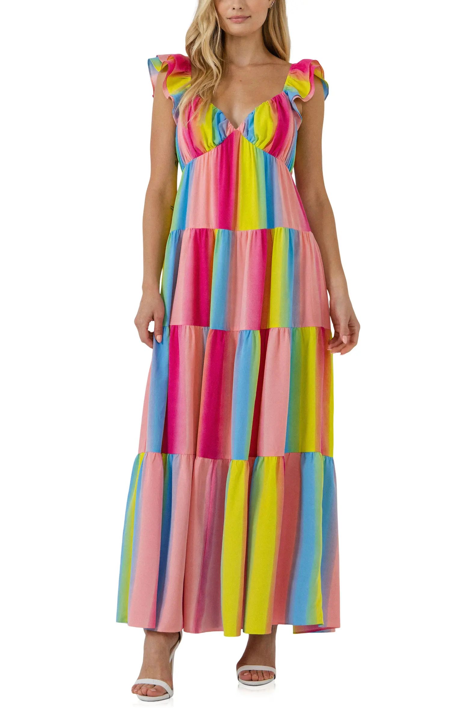 Endless Rose Rainbow Stripe Maxi Dress | Nordstrom | Nordstrom