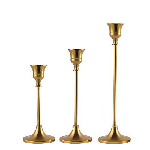 Candlestick Holders Taper Candle Holders, Brass Gold Candlestick Holder Set&nbsp;3 Pcs Candle Sti... | Walmart (US)