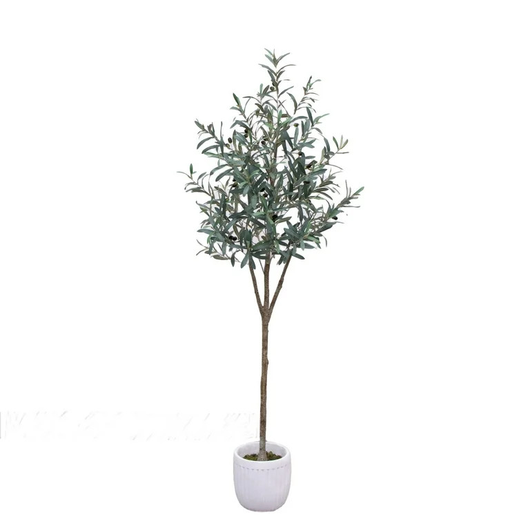 Better Homes & Gardens 6'H Artificial Indoor Olive Tree in Ceramic Plant Container | Walmart (US)