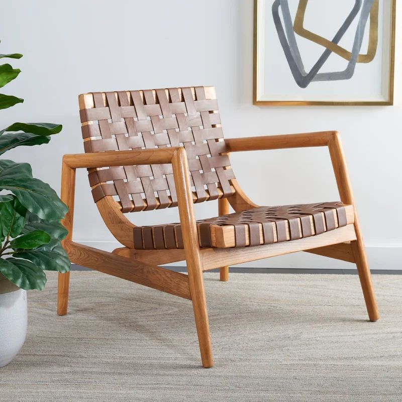 Evviee Leather Woven Accent Chair | Wayfair Professional