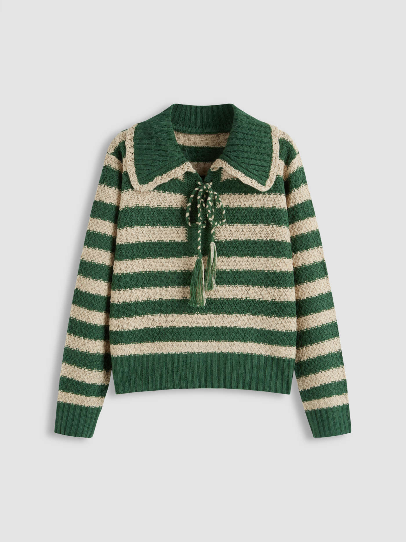 Knit Collar Striped Knotted Oversized Sweater | Cider