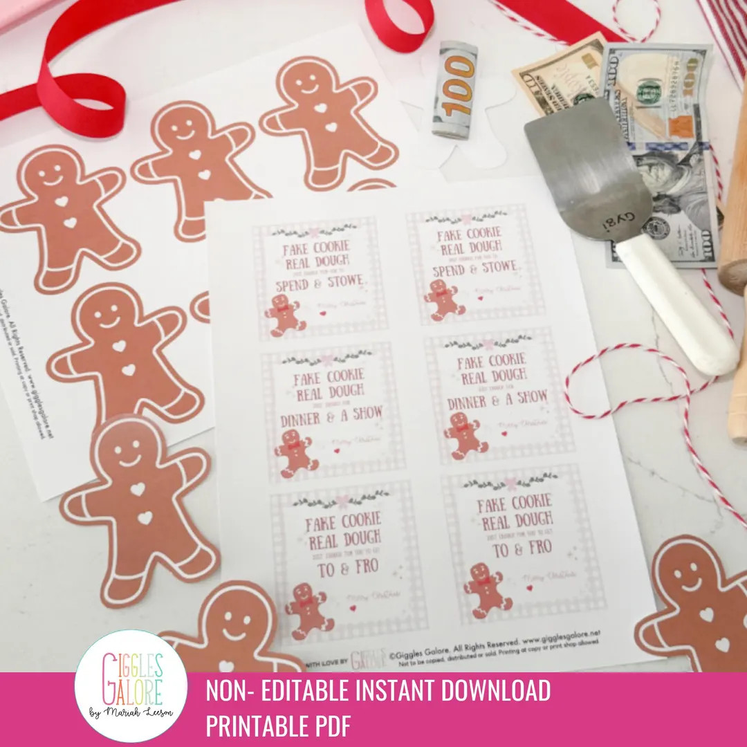 Christmas Dough Money Gift Tag, PDF Instant Download - Etsy | Etsy (US)