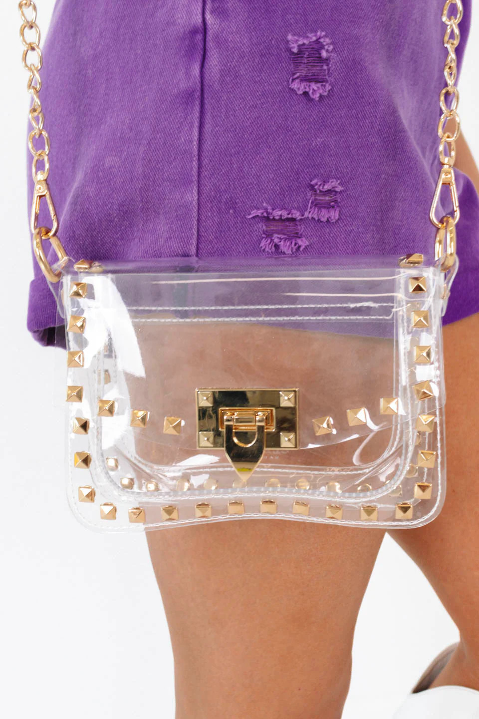 Jackie Clear Bag - Gold | The Impeccable Pig