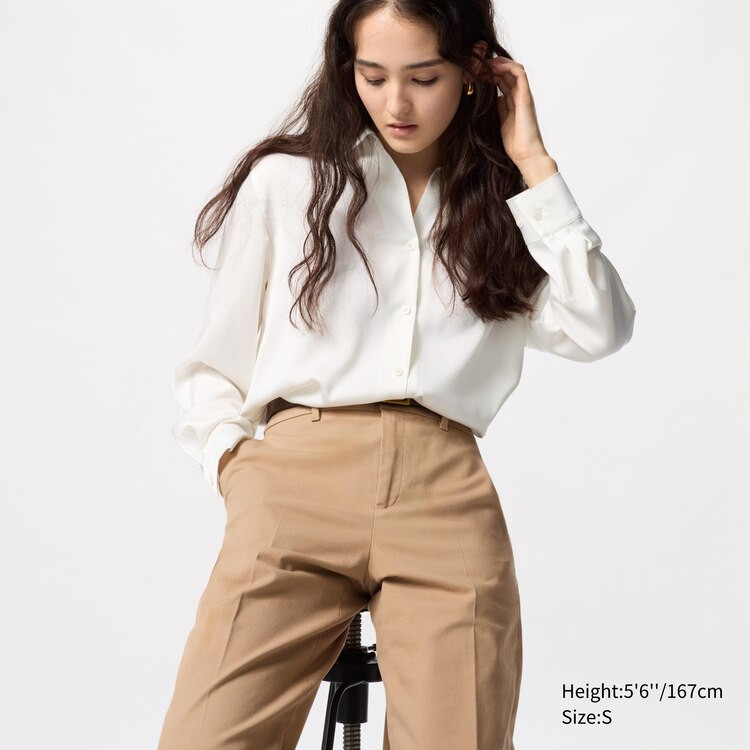Satin Long-Sleeve Blouse | UNIQLO (US)