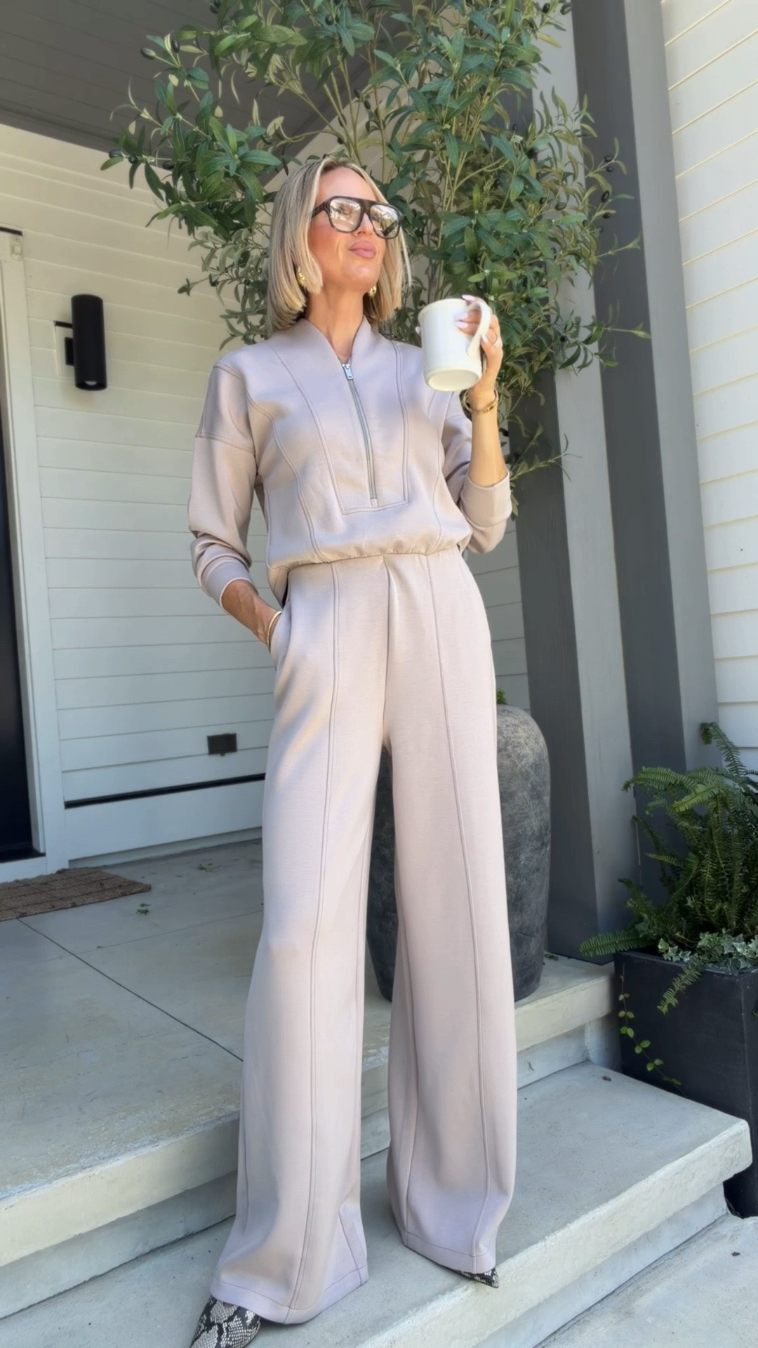 I have told so many people about this jumpsuit already. It is one of the most comfortable things you will put on your body. Not only use it comfortable, tall girls…they make it in a long inseam! And it’s actually long! I’m wearing kitten heels in this video. I do think this brand runs a little bit big. I’m wearing an xs rather than a small and I ordered the tall inseam. I also have it in black. ￼

#LTKTall #LTKdayinmylife #LTKootd