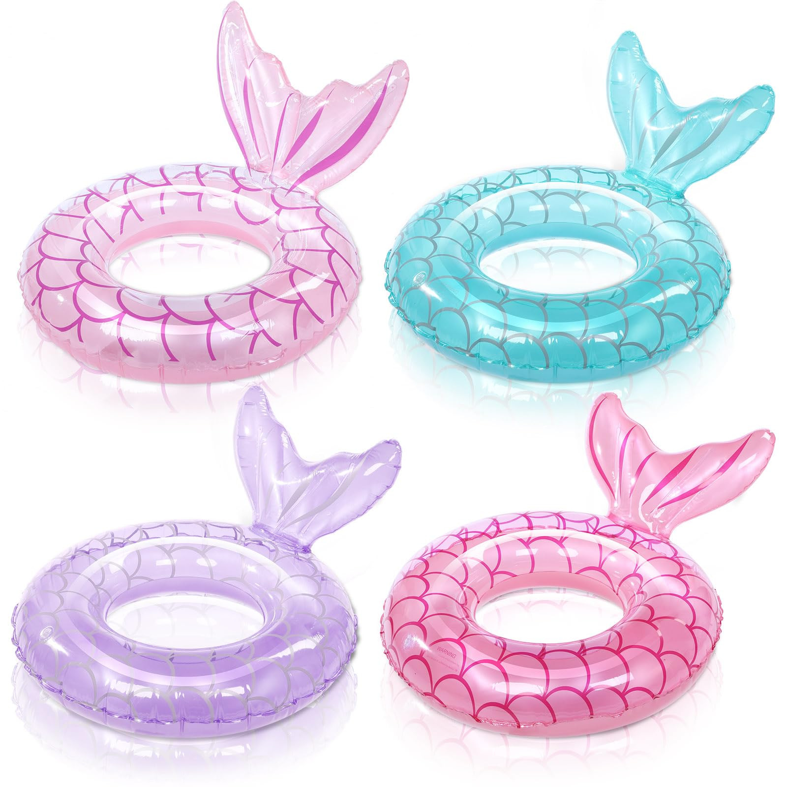 Capoda 4 Pcs Mermaid Swimming Ring Tail Pool Floats Mermaid Inflatable Float Ring Tail Swim Tube ... | Amazon (US)