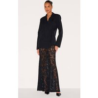 Black Floral Lace Sheer Maxi Skirt | PrettyLittleThing US