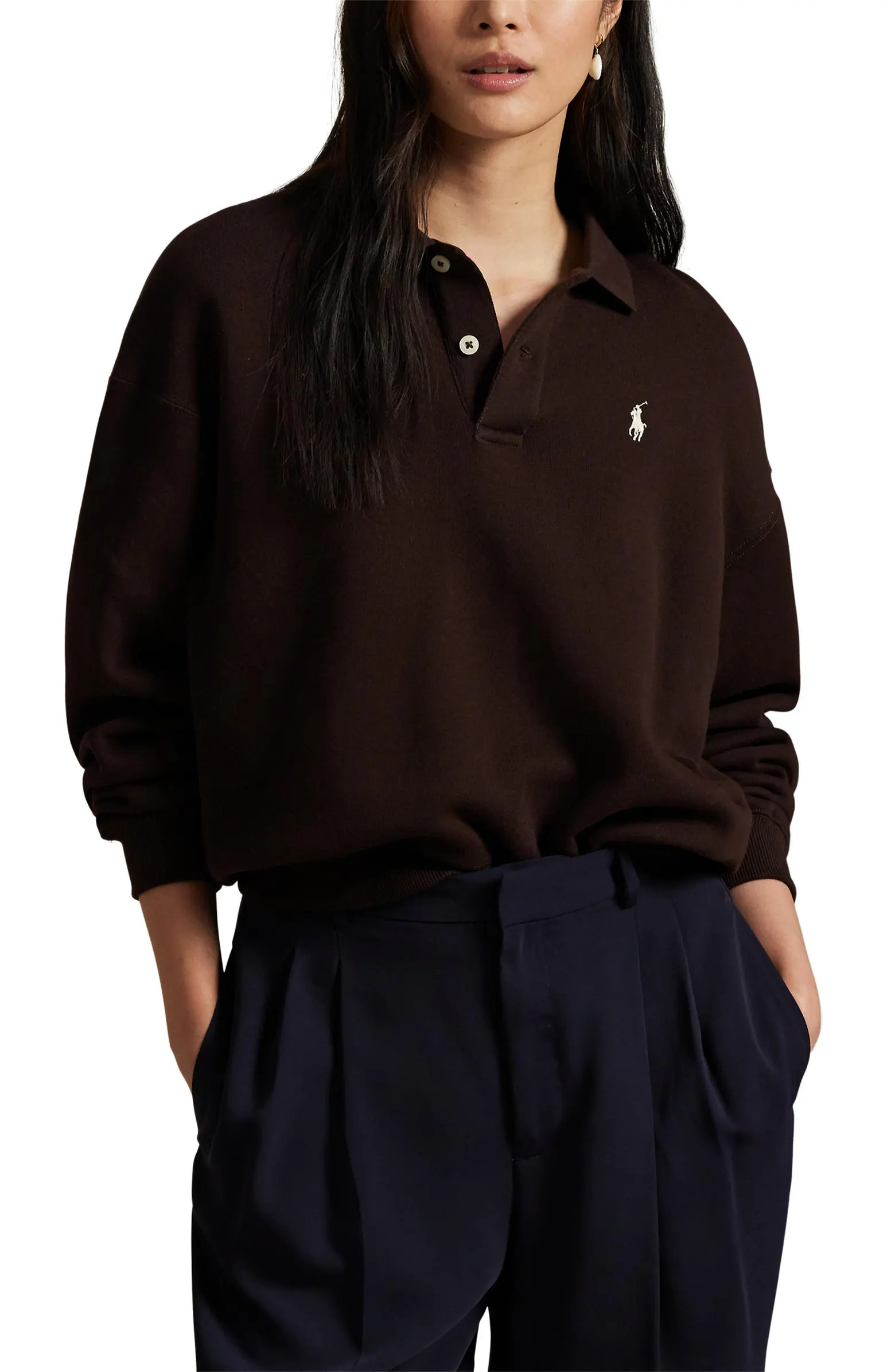 Cotton Blend Fleece Polo Sweatshirt | Nordstrom