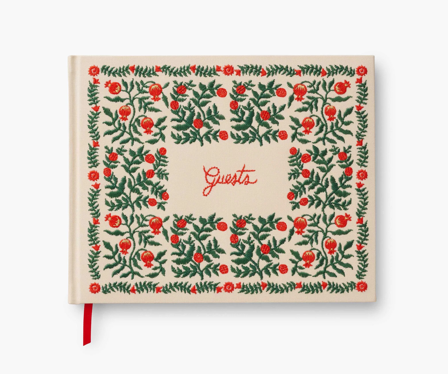 Embroidered Guest Book - Christmastide Pomegranate | Rifle Paper Co.
