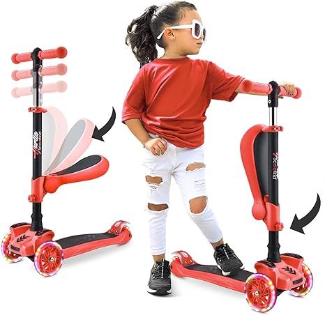 3 Wheeled Scooter for Kids - Stand & Cruise Child/Toddlers Toy Folding Kick Scooters w/Adjustable... | Amazon (US)