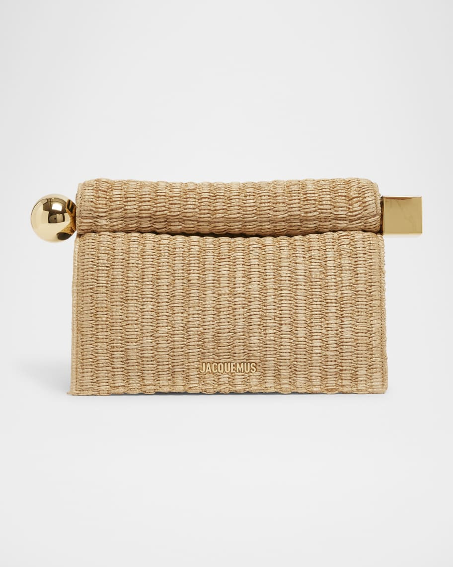 La Pochette Rond Raffia Clutch Bag | Neiman Marcus
