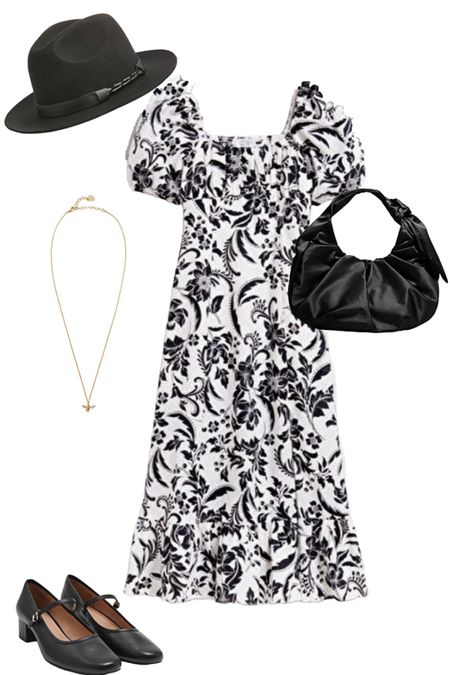 Date night outfits capsule wardrobe #floraldress #blackbag #beenecklace #fedora 

#LTKstyletip #LTKeurope #LTKover40