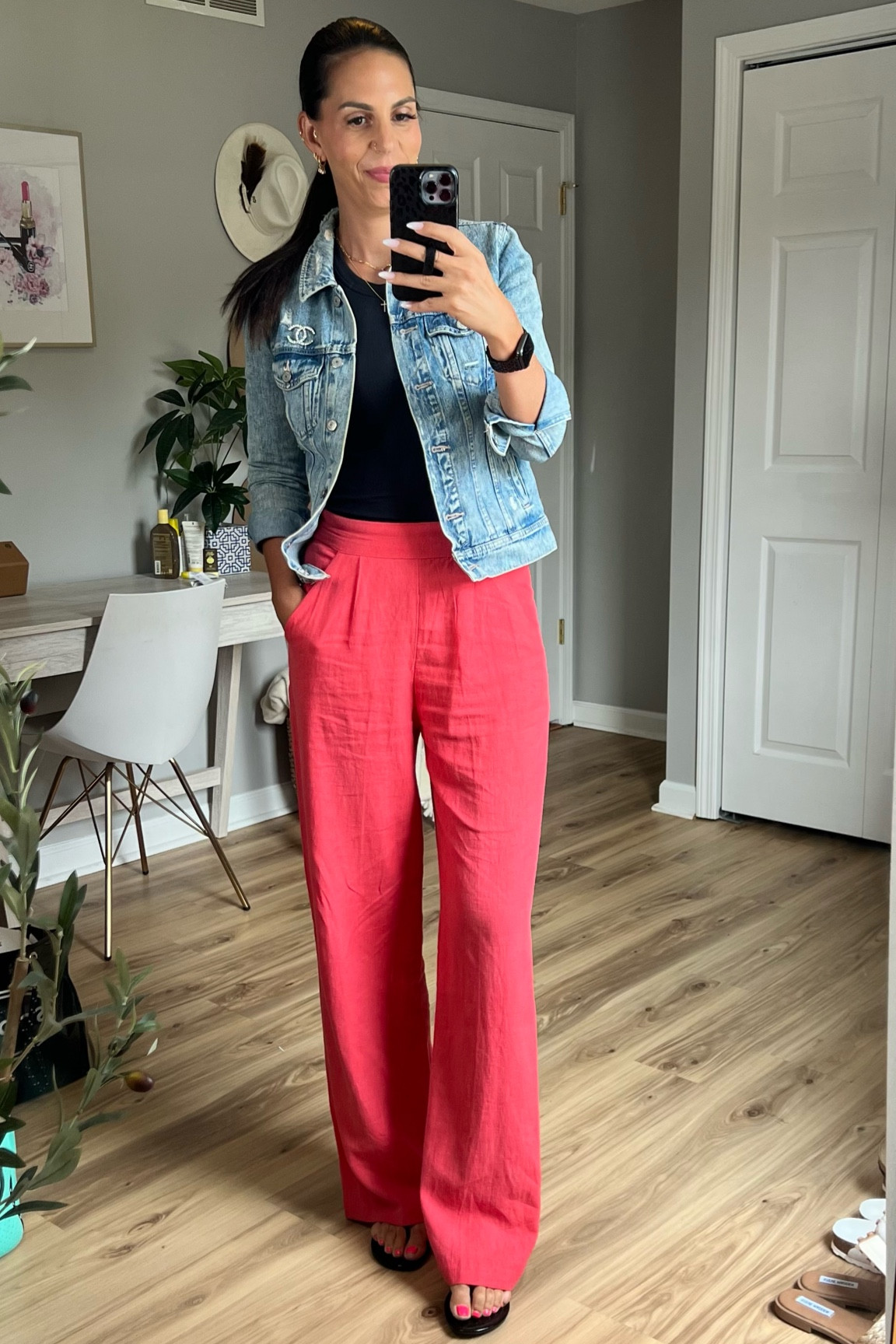 #OOTD 
Old Navy Denim Jacket - literally doesn’t go anywhere without it. Size small 
Abercrombie wide leg line blend pants in an x-small tall 
Target Tanks are always my go to especially to layer under things. 

Fall style, denim jacket, wide leg pant, outfit of the day 

#LTKU #LTKsalealert #LTKunder50