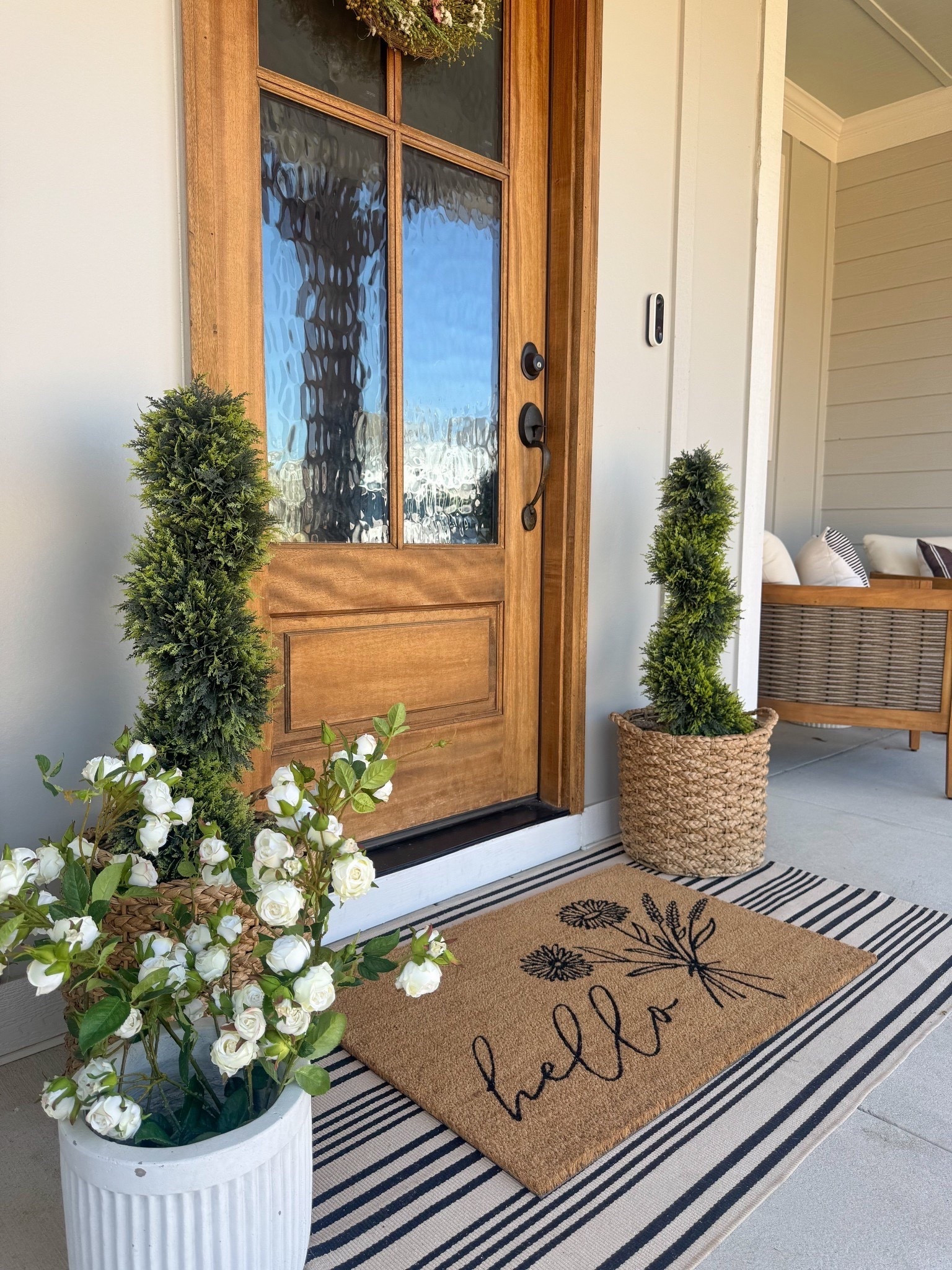 Last years spring front porch!

Spring porch decor, spring front porch ideas, porch decor, spring outdoor, faux topiary, spring roses, spring wreath, porch ideas 