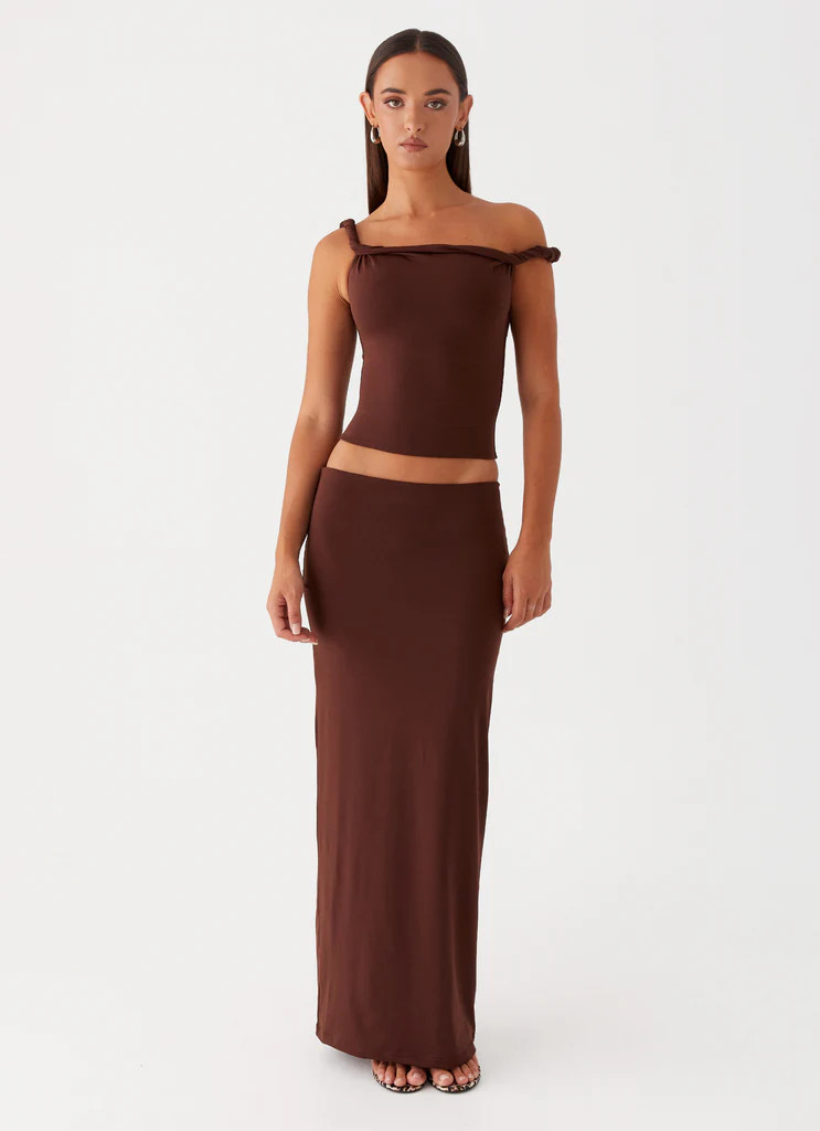 Solace Soul Maxi Skirt - Chocolate | Peppermayo (Global)