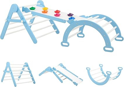 FUNLIO Foldable Pikler Triangle Set, Montessori Climbing Set with Solid Wood for Toddlers 2-6 yrs... | Amazon (US)