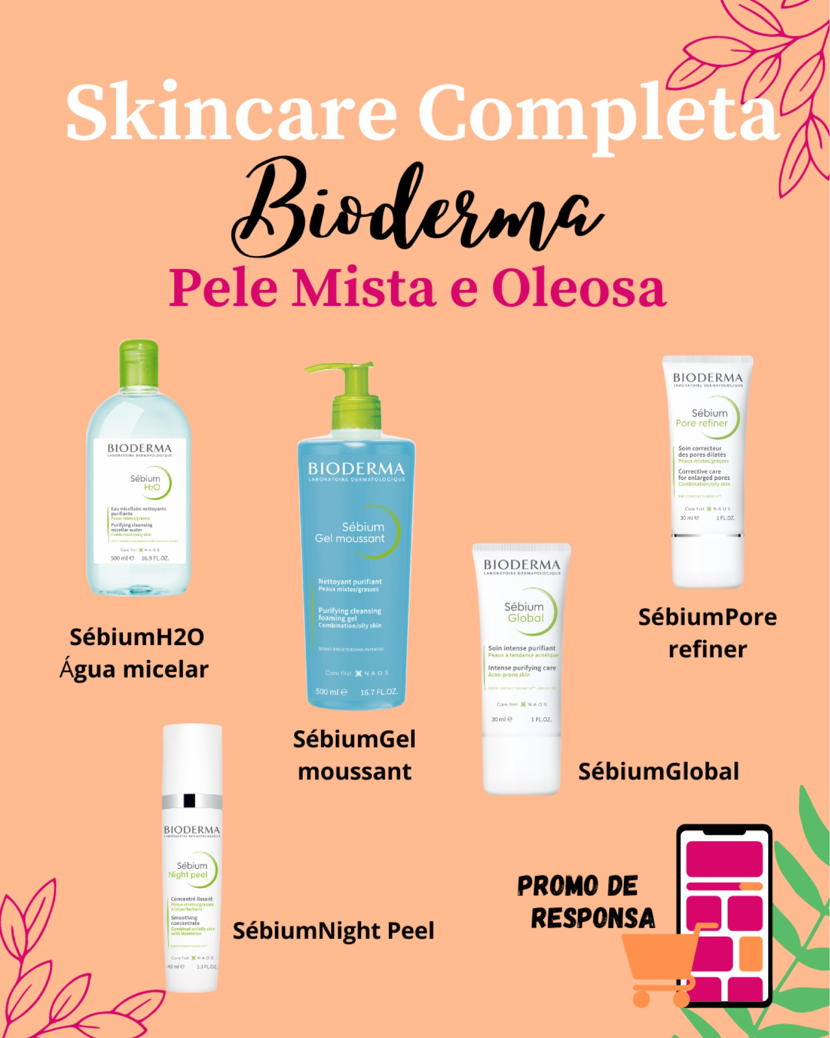 Pensando na pelo oleosa e mista com tendência a acne a Bioderma tem uma linha completa para tratamento desse tipo de pele. Selecionei os melhores produtos e abaixo você encontra a função de cada um.

 Sébium H2O: água micelar antioleosidade, limpa a pele das impurezas, oleosidade e partículas de poluição, ajuda a prevenir novos cravos e espinhas.

SébiumGel moussant: gel de limpeza suave e purificante. Remove as impurezas e controla o brilho.

SébiumGlobal: ação anti-imperfeições e antimarcas da acne.

SébiumPore refiner: corretor de brilho e poros dilatados, refina a textura da pele. 

Sébium Night Peel: sérum concentrado renovador, melhora a luminosidade e previne a formação e as marcas da acne. 
Qual você gostaria de experimentar??

#LTKbeauty #LTKbrasil #LTKGiftGuide