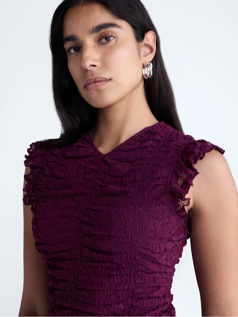 Scoop Women\u2019s Shirred Lace Top, Sizes XS-XXL | Walmart (US)