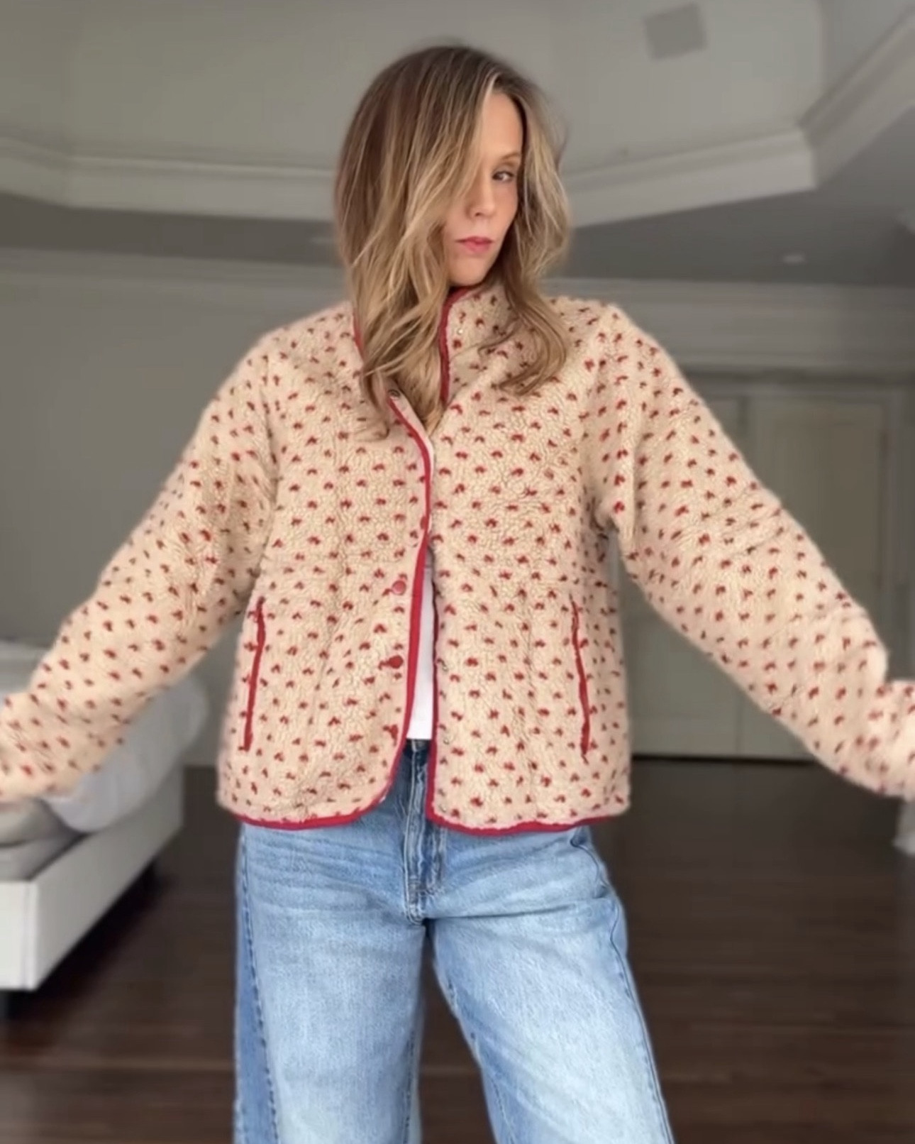 Obsessed with fleece jackets this season. They add texture, look elevated, and make any outfit feel fun. Loved my first floral one so I grabbed another! Wearing a medium.

#LTKSeasonal #LTKFindsUnder50