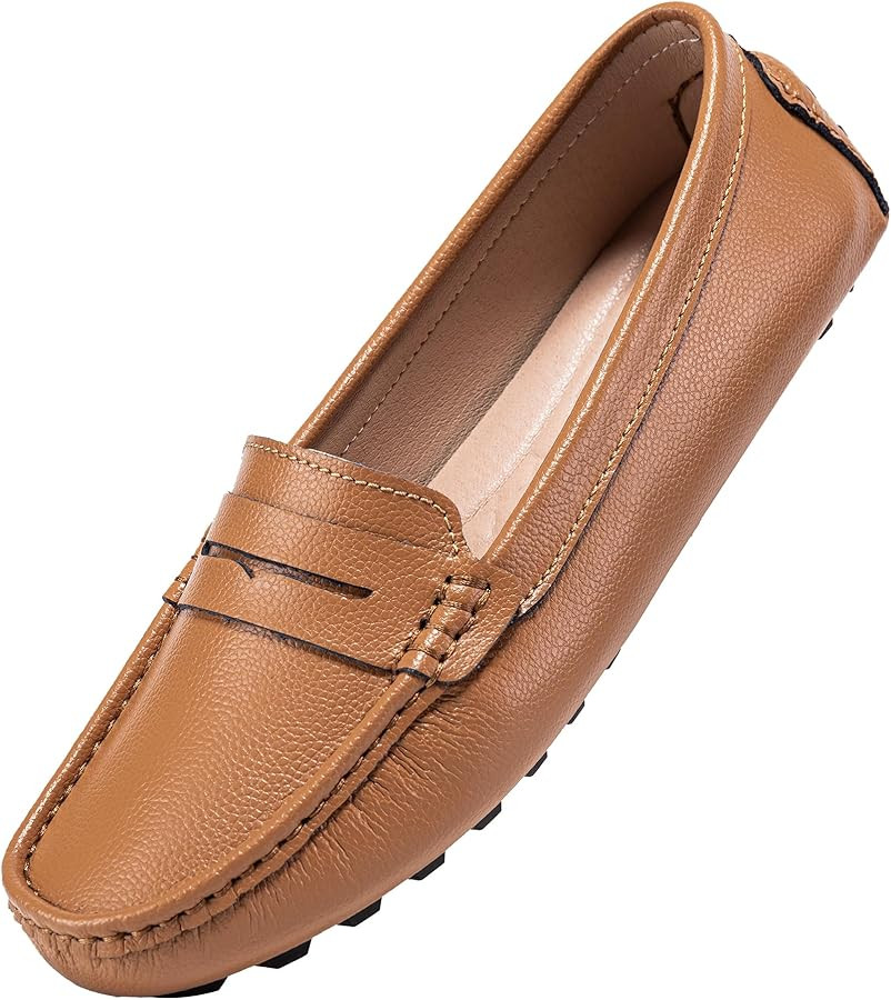 BEAUSEEN Women's Genuine Leather Penny Loafers Classic Driving Moccasins Casual Slip On Comfort W... | Amazon (US)