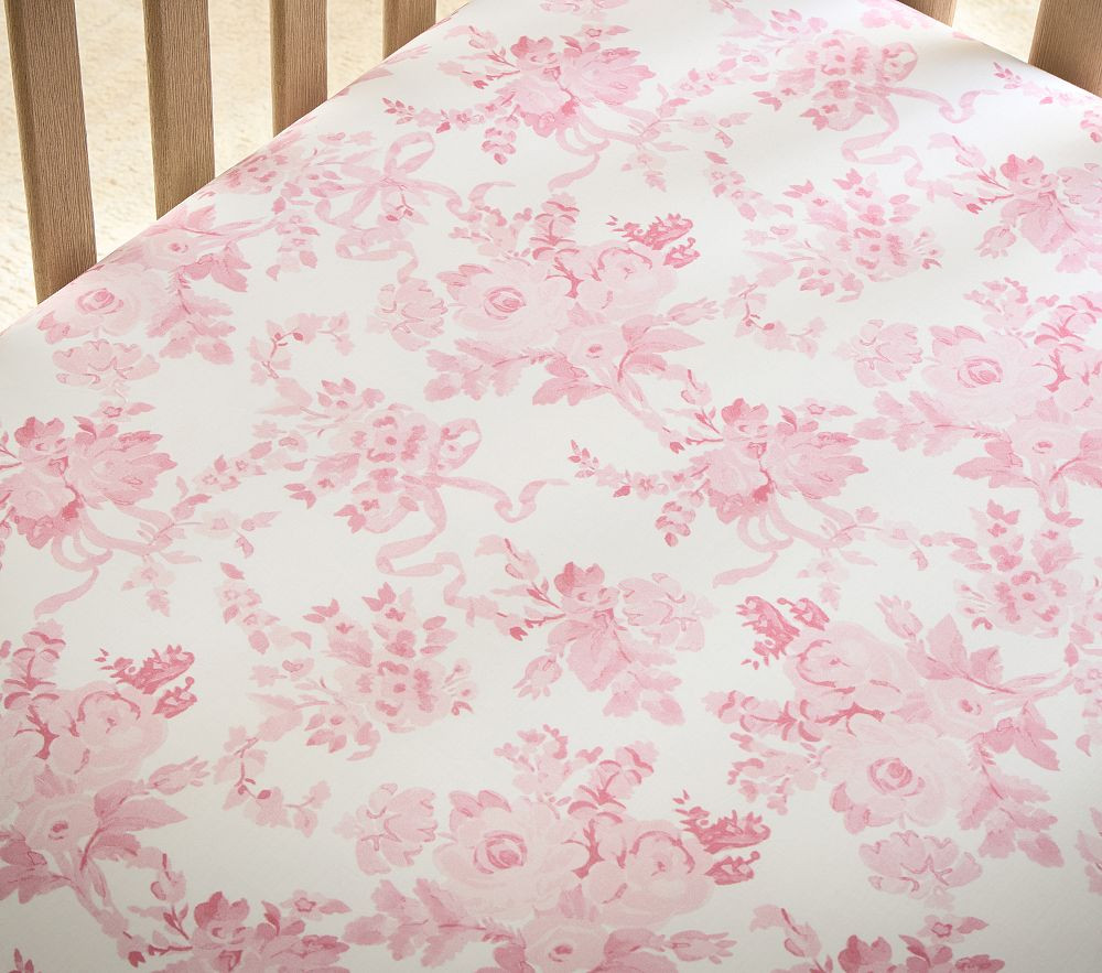 LoveShackFancy Damask Floral Organic Cotton Crib Fitted Sheet | Pottery Barn Kids