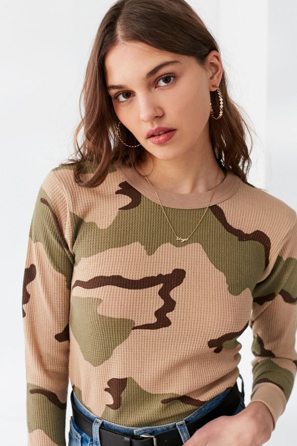 Vintage Camo Thermal Ringer Top | Urban Outfitters (US and RoW)