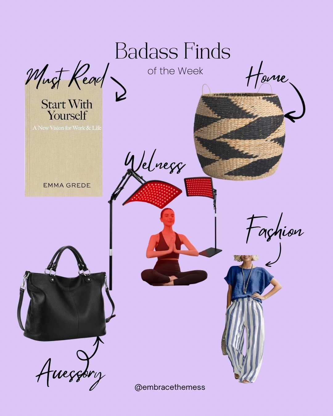 Badass Finds of the Week just dropped in this week’s Letters From The Mess 💌✨

This week is all about creating the version of yourself you keep dreaming about — the one that protects her peace, gets honest about what she wants, and stops waiting for the “perfect time.”

📚 A must-read that feels like a motivational slap in the face
👜 A bag that makes every outfit feel expensive
🏡 A home find that hides the chaos while still looking cute
✨ Red light therapy because we are prioritizing hot, healthy, glowy energy
👖 An effortless fashion piece for the messy girls who still want to look put together

Basically… tiny upgrades that make life feel a little less chaotic and a lot more badass.

#LTKdayinmylife #LTKselfcare #LTKMothersDay