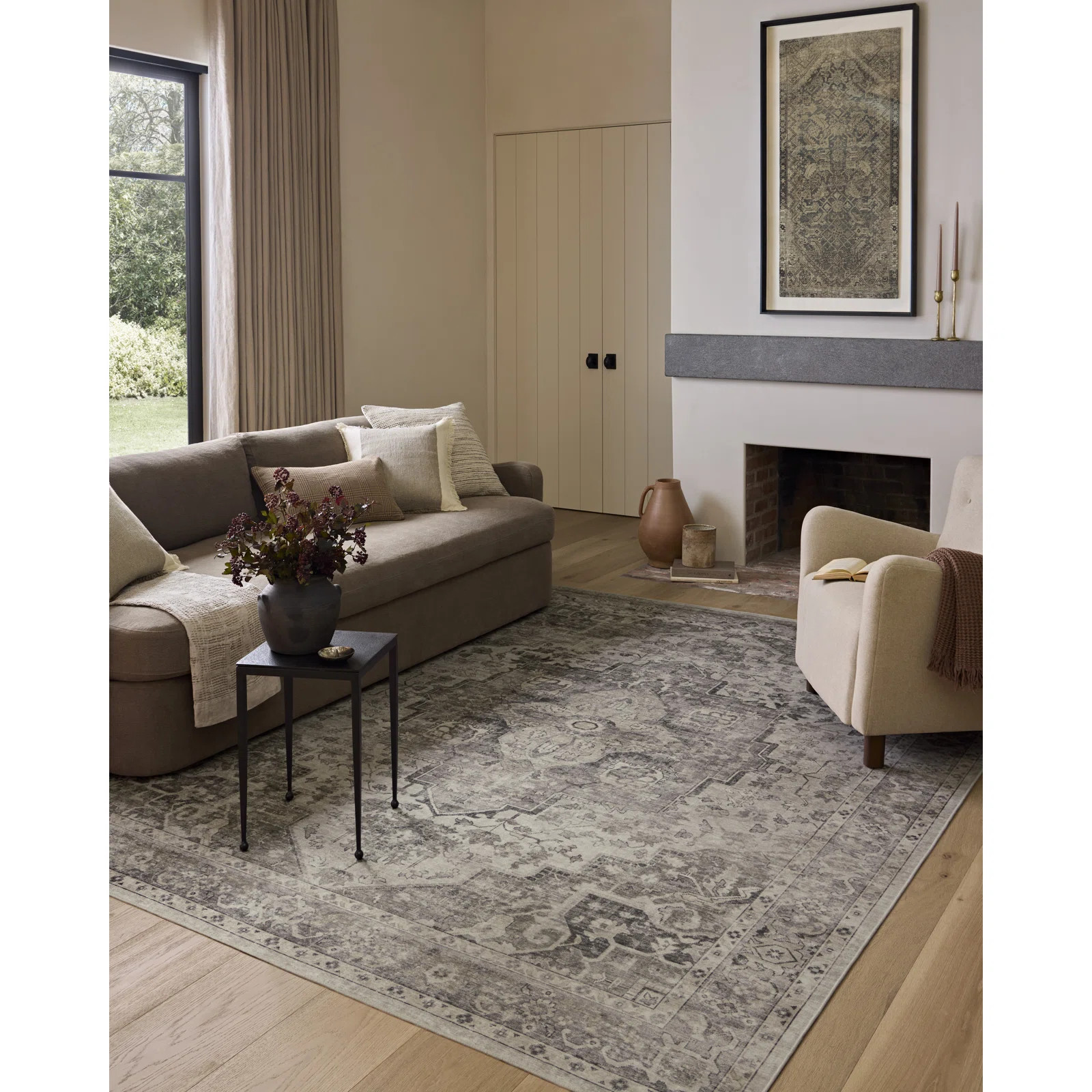 Amber Lewis x Loloi Machine Washable Josie Silver / Natural Area Rug | Wayfair North America
